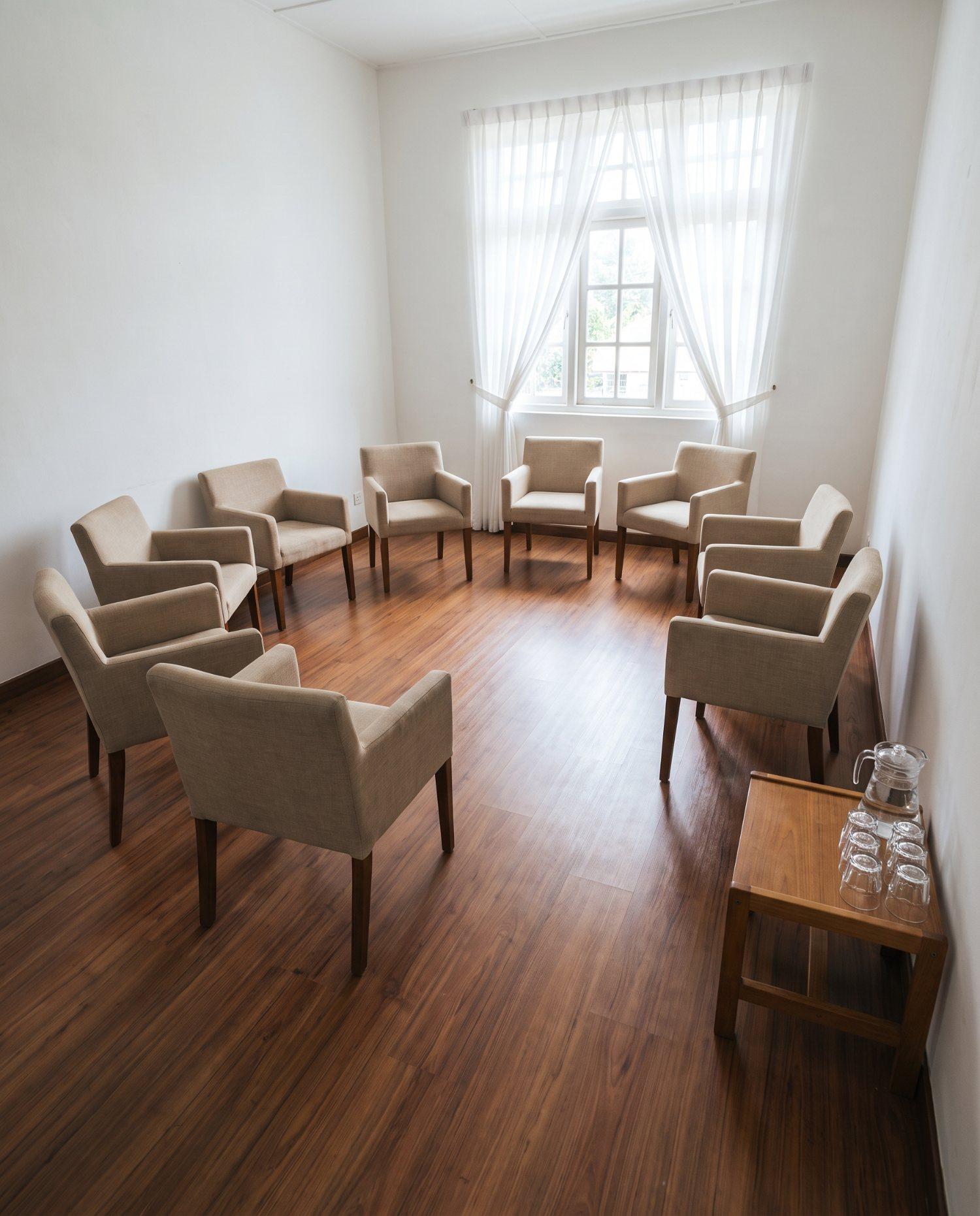A group session room at the Salus retreat